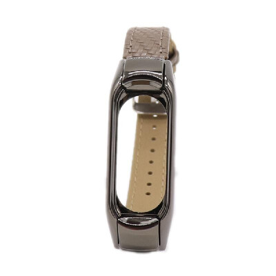 

Replacement Wrist Strap for Xiao-Mi Band 34 Woven Pattern Leather Universal Wrist Straps Light brownBlack