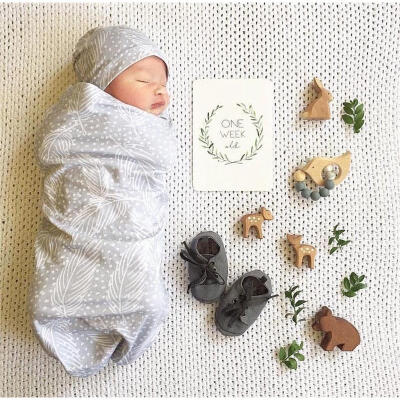 

Newborn Infant Baby Swaddle Blanket Baby Sleeping Swaddle Muslin Wrap Hat