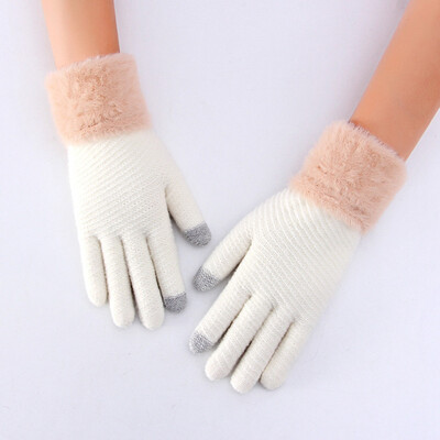 

6 Styles New Fashion Autumn Winter Warm Wool Gloves Thick Knit Gloves Women Full Finger Gloves