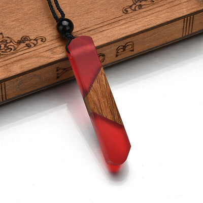 

Hot Natural wood resin Pendant Necklace for Women Men long chain woven rope chain Necklace statement Jewelry Gift