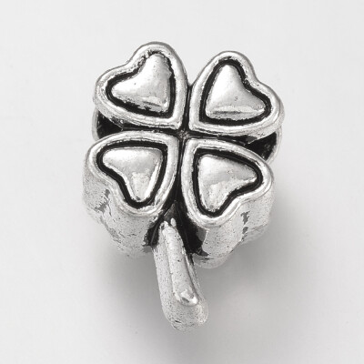 

Tibetan Style Alloy European Beads Large Hole Beads Lead Free Clover Antique Silver 13x9x7mm Hole 45mm about 490pcs1000g