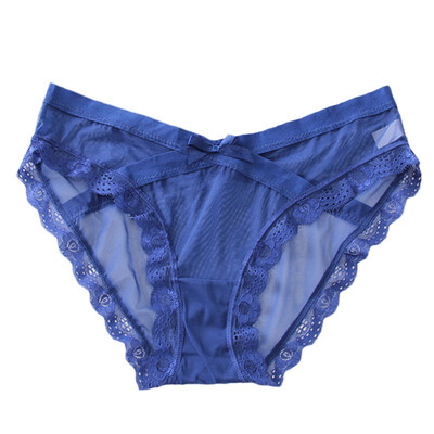 

New Thin Sexy Transparent Mesh Lace Bow Briefs Fashion Sexy Mid Rise Quick Dry Women Panties 2019
