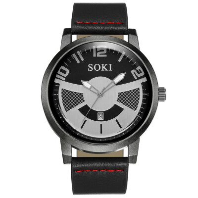 

Gobestart SOKI 2019 NEW Sport Watches Mens Quartz Clock Man Leather Wrist Watch