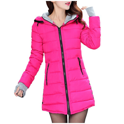 

Toponeto Women Fashion Outerwear Long Sleeve Cotton-padded Jackets Pocket Hooded Coats
