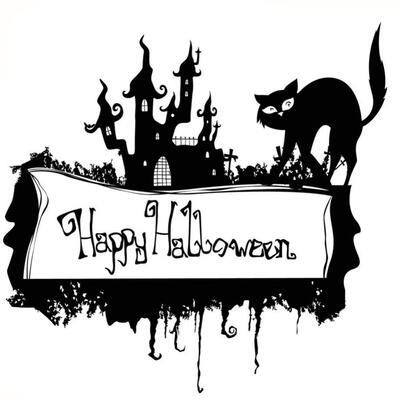 

Greensen Halloween Wall Decal Interesting Cat Background Sticker Windows Living Room Home Decor
