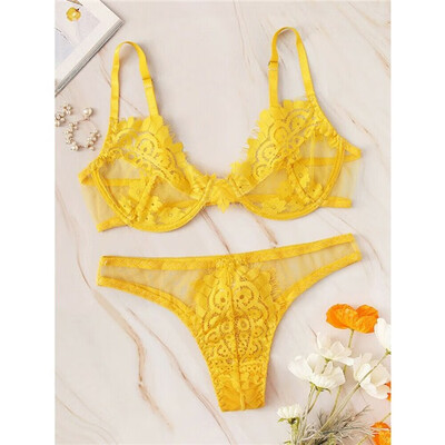 

Womens Lace Floral Bralette Bralet Bra Bustier Crop Top Cami Tank Underwear Set