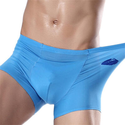 

Mens Ice-silk Seamless Underwear Boxer Brief One-piece Sexy Boxer