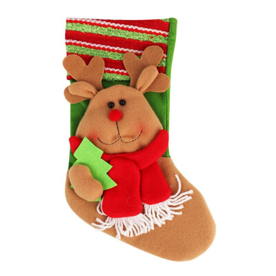 

New Christmas Flannel Stockings Gifts Cloth Santa Elk Socks Xmas Candy Gift Bag For Children Fireplace Tree Christmas Decoration