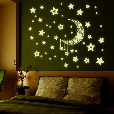 

New Hot Glowing Star Wall Stickers Light Fluorescent Sticker 3D Wall Stickers Bedroom Roof Meteor Moon Wall Decorations Christmas