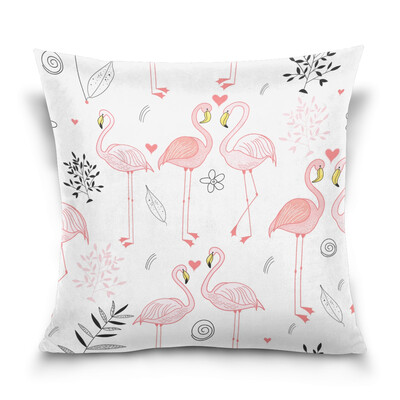 

ALAZA Throw Pillow Cover 16 X 16 inch Christmas Gift Cushion Cover with Pink Flamingos Printed Pillowcase