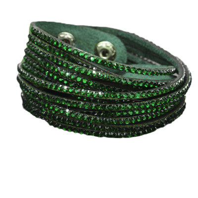 

Personality Solid Drill Colourful Rhinestone Multi-Layer Leather Rope Manual Bracelet Unisex Pair Jewellery