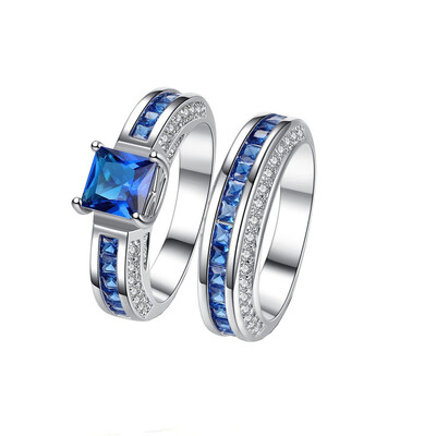 

2pcs Fashion Delicate Square Zircon Ring