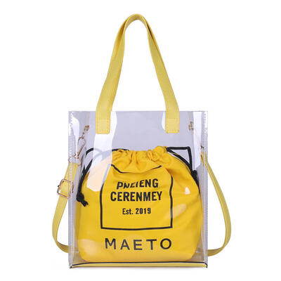 

Women PVC Transparent 2pcs Shoulder Bags Set Drawstring Handbag Ladies Tote