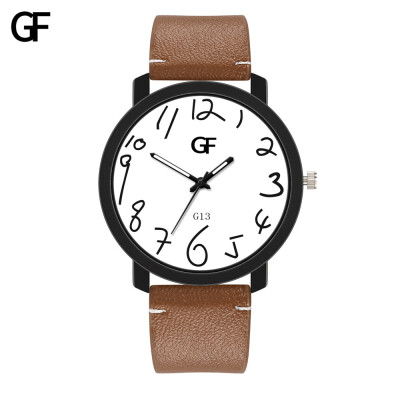 

Gobestart Fashion High-End Mens Quartz Letter Leather Watch Pointer Light Series Men