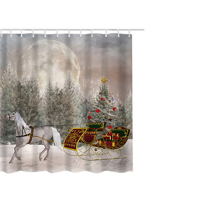 

Siaonvr Christmas Waterproof Polyester Bathroom Shower Curtain Decor With Hooks 65x71