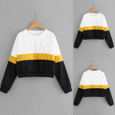 

Starmoon Women Casual Patchwork Long Sleeve Loose Pullover Sweatshirt Tops Blouse