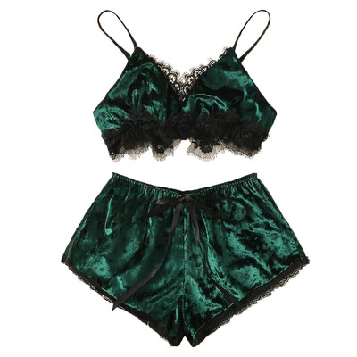 

Toponeto Fashion Sexy Eyelash Lace Lingerie Velvet Pajamas Set Bodydoll Bowknot Sleepwear