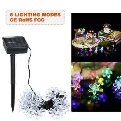 

Solar String Lights 23ft 50 LED Peach Blossom Rope Light 8 Modes Multicolor for Party Garden Home Festival Decoration