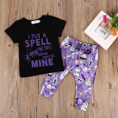 

2Pcs Halloween Newborn Baby Boy Girl Short Sleeve Outfit Tops RomperPants 0-24M