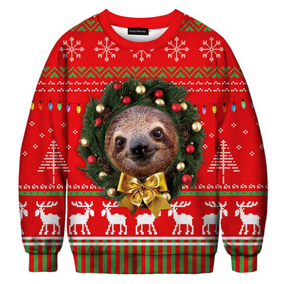 

goldstrings Funny 3D Digital Christmas Printed Sweater Crew Neck Long Sleeve Pullover Sweatshirt