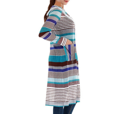 

Toponeto Woman Regularly Stripe A Long-Sleeved Hooded Jacket