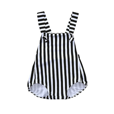 

Baby Newborn Girls Rompers Strap Striped Print Jumpsuit Sleeveless Romper Infant Casual Outfits Baby Girls Rompers