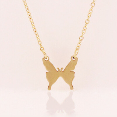 

Wholesale New Fashion Womens Jewelry Gold Color Stainless Steel Butterfly Necklace
