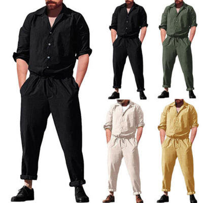 

Men Short Sleeve Coverall One Piece Jumpsuits Casual Pants Loose Trousers -3XL