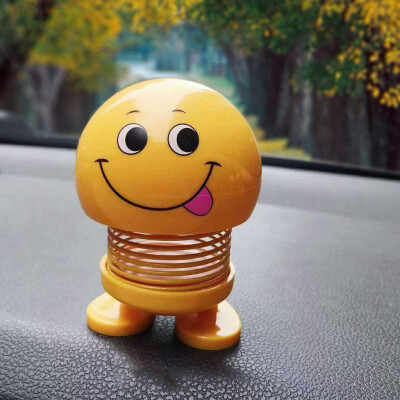 

Gobestart Spring Cute Smiley Doll Car Ornament Interior Dashboard Decor Bounce Toys