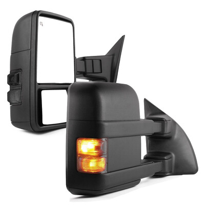 

Tow Mirror For 99-07 Ford F250 Super Duty Power Heated SMOKE Turn Signal Light