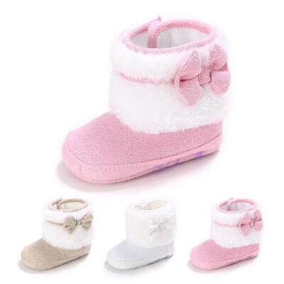 

2018 Winter Warm&comfortable new baby girl Butterfly knot Soft bottom Toddler boots 0-18