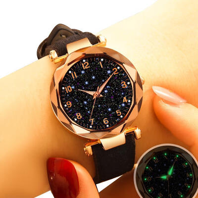 

Fashion Women Bracelet Watch Leather Band Starry Sky Watches Quartz Wristwatch Numeral Star Clock Reloj Mujer