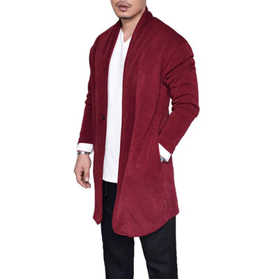 

SUNSIOM Mens Knitted Cardigan Long Sleeve Placket Wool Sweater Jacket Trench Coat Shawl