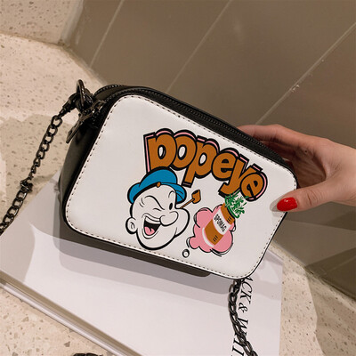 

Qiao Bani 2019 new Korean chic fashion printing cartoon cute small square bag shoulder diagonal trend handbags