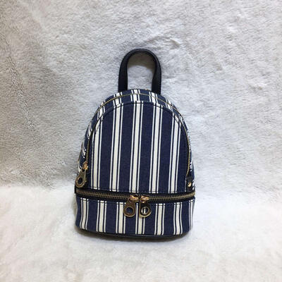 

13 Inch Stylish Plaid Striped Backpack Fashion Zipper Travel Bag