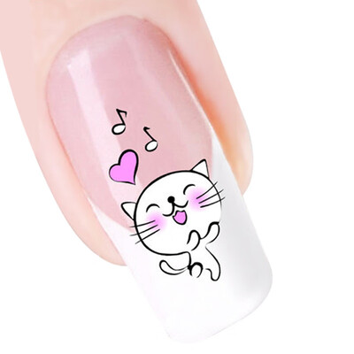 

Toponeto 5pcs Smile Cat Nail Tip Art Water Transfers Decal Sticker