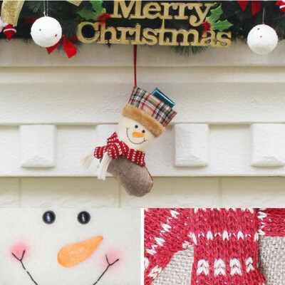 

Happy New Year Christmas Stockings Socks Plaid Santa Claus Candy Gift Bag Tree Hanging Ornament Xmas Decoration