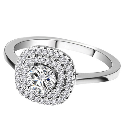 

Fashion Wedding Rings For Women Square Shining Zircon Silver Color Engagement Ring Jewelry Accessories