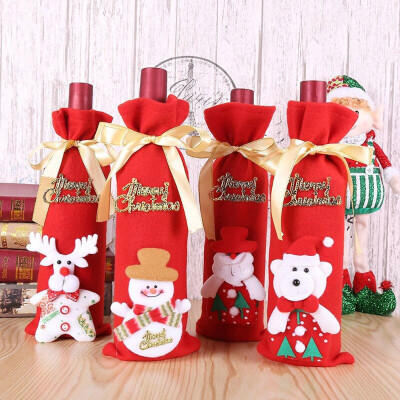 

〖Follure〗Christmas Wine Bottle Cover Ornament Clothes Set Xmas Santa Reindeer Table Decor