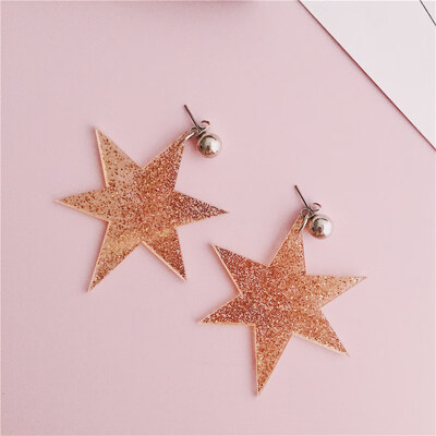 

Big Exaggerated Star Earrings Resin Luxury Sequin Drop Dangle Earrings for Women Girl Geometric Fashion Jewelry Wholesale