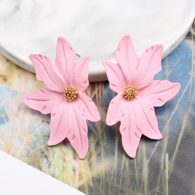 

2019 New Korean Style Spray Paint Big Flower Stud Earrings For Women Fashion Summer Elegant Sweet Jewelry Accessories Brincos