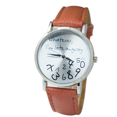 

Women Leather Watch Wathever I am Late Anyway Letter Watches Womens Wrist Watch Hodinky Relogio Feminino Clock Masculino &Ff
