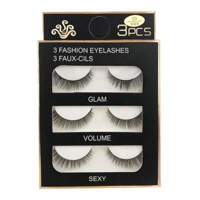 

3 Pairs Mink Eyelashes Natural Long Lasting Extension 3D False Eyelashes