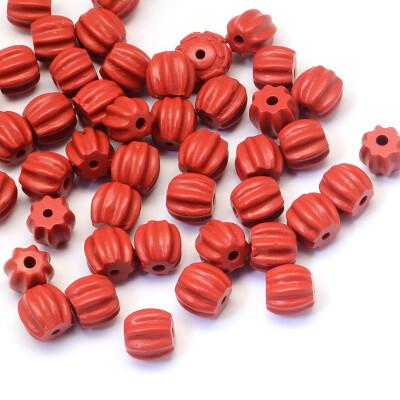 

Barrel Cinnabar Beads Corrugated Beads FireBrick 910x95mm Hole 2mm