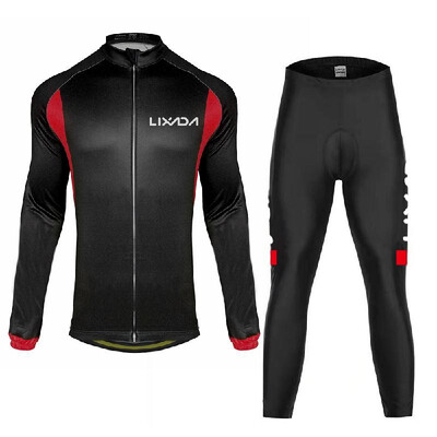 

Lixada Cycling Cloth Set Mens Sports Suit Winter Autumn Long Sleeves Cycling Jersey Padded Cycling Pants Windproof Cycling Sports