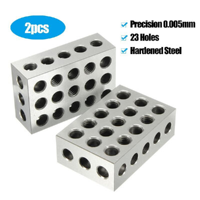 

2pcs 25x50x75mm Blocks 23 Holes Parallel Clamping Block Lathe Tools Precision 0005mm
