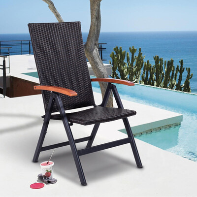 

Patio Adjustable Aluminum Folding Back Rattan Recliner Chair