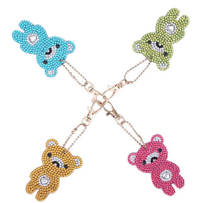 

4pcs DIY Bear Full Drill Special Shaped Diamond Painting Keychains Pendant