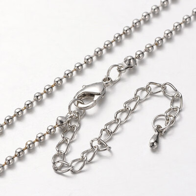 

Iron Ball Chain Necklace Makings with Alloy Lobster Claw Clasps&Iron End Chains Platinum 303