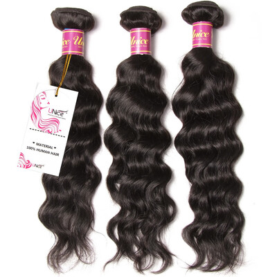 

UNice 8A Malaysian Virgin Human Hair Extensions Natural Wave 3 Bundles